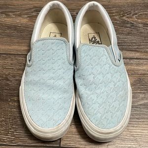 Vans Baby Blue Suede Leather Slip Ons